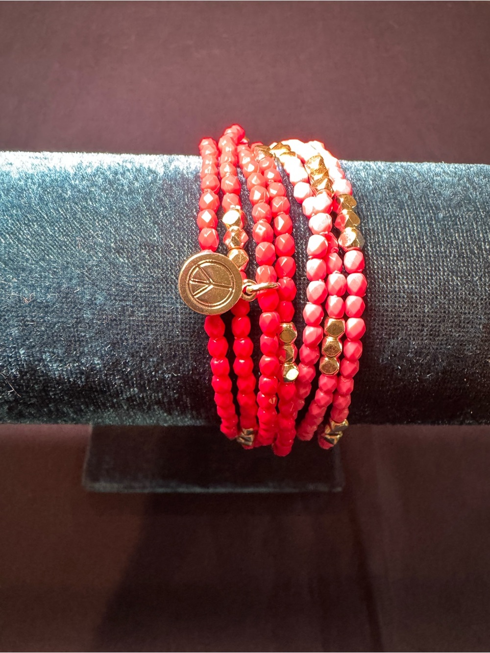 Vera Bradley Pink and Silver Bracelet Set with Logo Charm